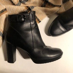 Tod's Leather Ankle Booties with Zipper & Buckle